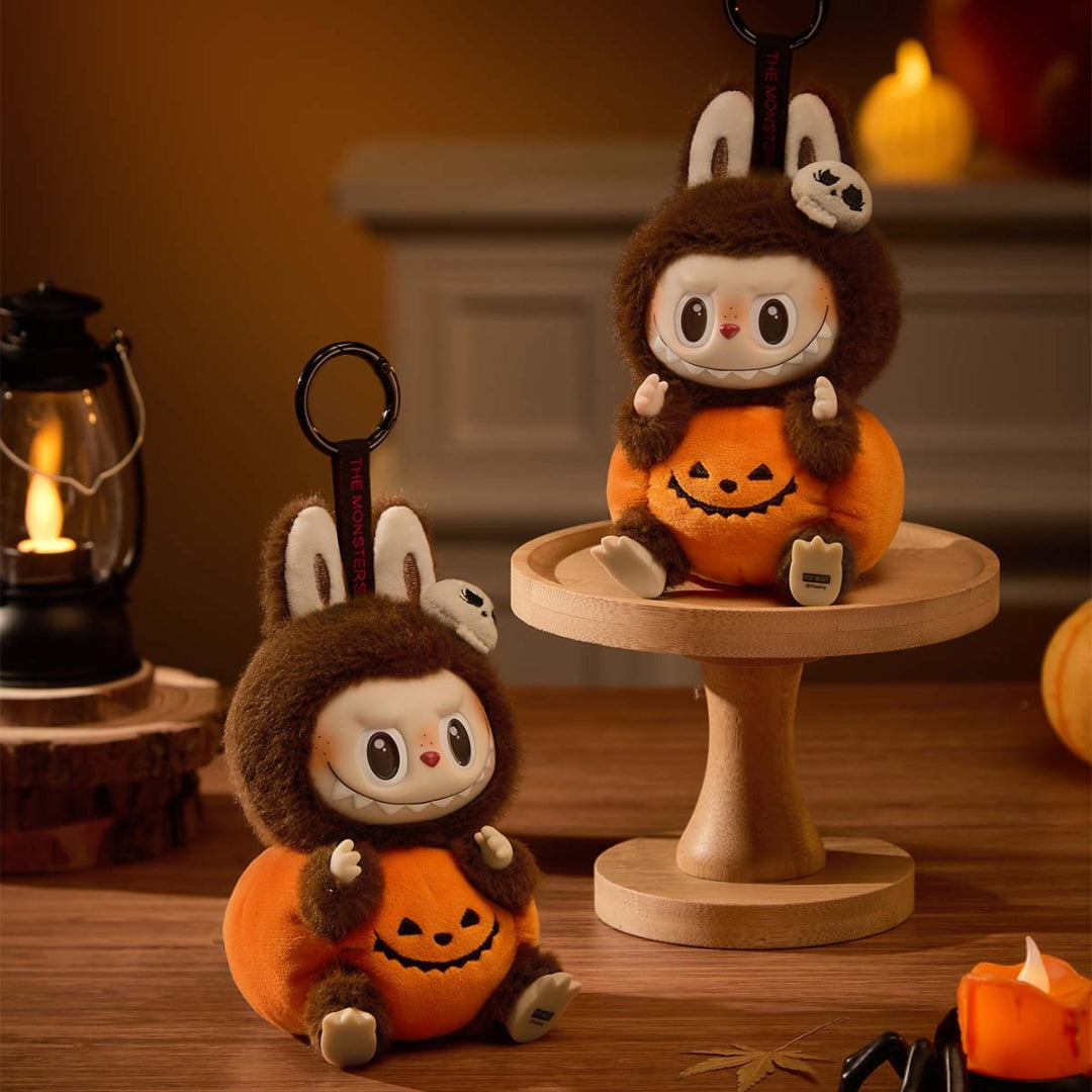 POP MART Labubu The Monsters Happy Halloween Party Sitting Pumpkin Vinyl Plush Pendant (15cm)