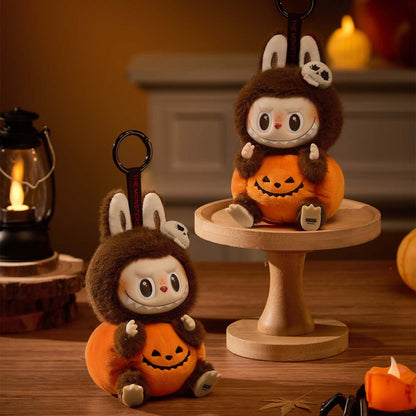 POP MART Labubu The Monsters Happy Halloween Party Sitting Pumpkin Vinyl Plush Pendant (15cm)